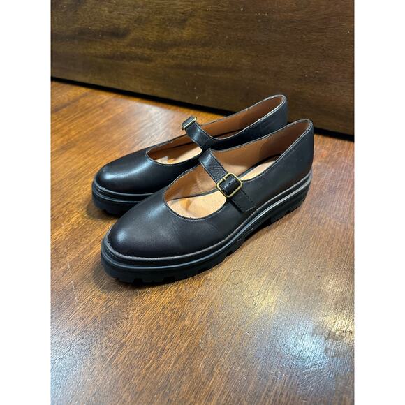 Madewell Chunky Mary Jane Shoes Women 10 Black Academia Dark Neutral Grunge 90s - Picture 2 of 11